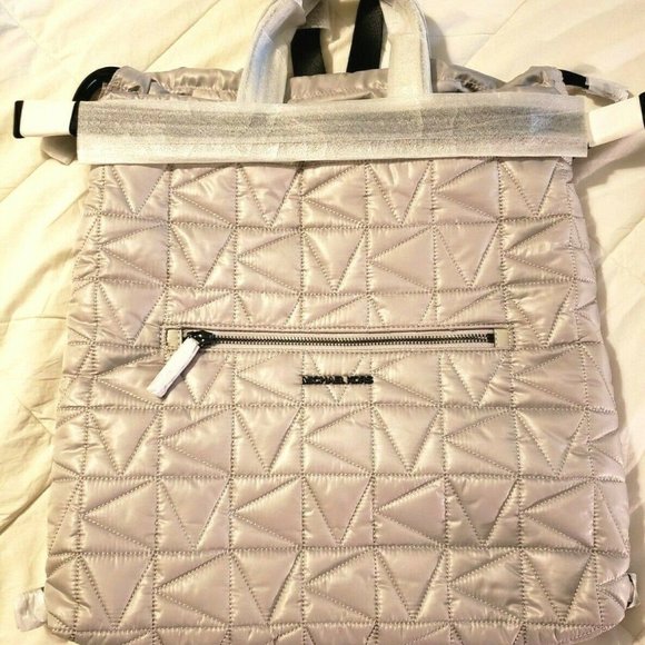 MICHAEL Kors Winnie Lg Quilted Canvas Drawstring Backpack Aluminum - Retail $448 main image 5